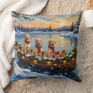 Labrador Retriever Weihnachtsboot Feiertag Kissen