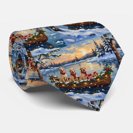 Labrador Retriever Weihnachtsboot Urlaub Krawatte (Gerollt)