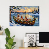 Labrador Retriever Weihnachtsboot Urlaub Poster (Heimbüro)