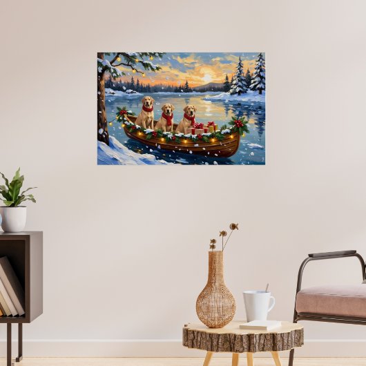 Labrador Retriever Weihnachtsboot Urlaub Poster (Wohnzimmer 3)