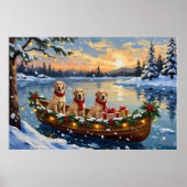 Labrador Retriever Weihnachtsboot Urlaub Poster (Vorne)