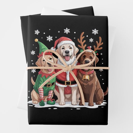 Labrador Retriever Weihnachtshunde Santa Reindeer Geschenkpapier Set (Beispiel)