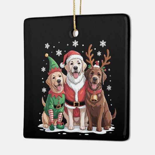 Labrador Retriever Weihnachtshunde Santa Reindeer Keramikornament (Links)