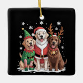 Labrador Retriever Weihnachtshunde Santa Reindeer Keramikornament (Vorderseite)