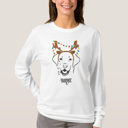 Labrador Retriever Weihnachtsleuchten Anbeter Cust T-Shirt (Vorderseite)