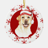 Labrador Retriever Weihnachtsmannmütze Red Snowfla Keramik Ornament (Vorne)