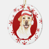 Labrador Retriever Weihnachtsmannmütze Red Snowfla Keramik Ornament (Links)