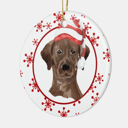 Labrador Retriever Weihnachtsmannmütze Red Snowfla Keramik Ornament (Links)
