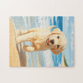Labrador Retriever Welpe am Strand Puzzle (Horizontal)