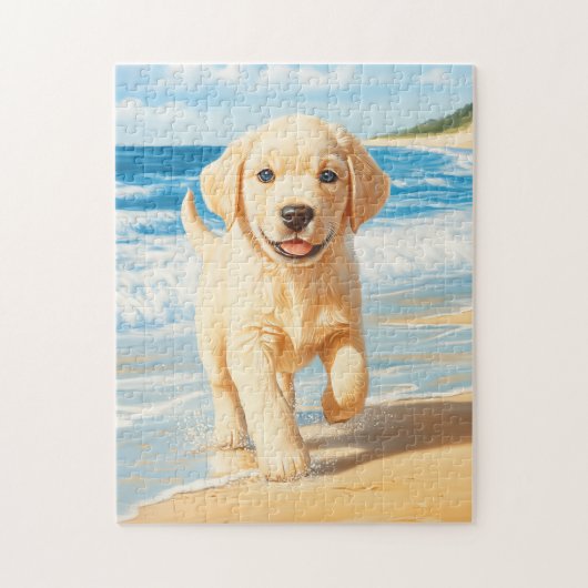 Labrador Retriever Welpe am Strand Puzzle (Vertikal)