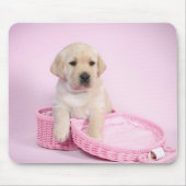 Labrador Retriever Welpe auf rosa Hintergrund Mousepad (Vorne)