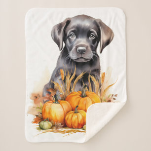 Labrador Retriever Welpe Autumn Pumpkins Dog Lover Sherpadecke