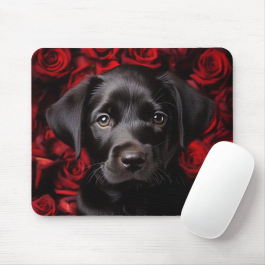 Labrador Retriever Welpe mit Rose Mousepad (Mit Mouse)