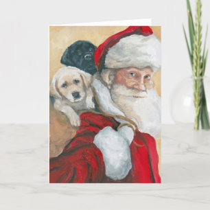 Labrador Retriever Welpen Santa Hund Kunst Grußkar Karte