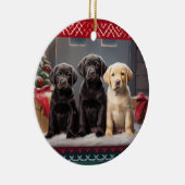 Labrador Retriever Welpen Weihnachten Keramik Ornament (Rechts)