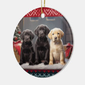 Labrador Retriever Welpen Weihnachten Keramik Ornament (Links)