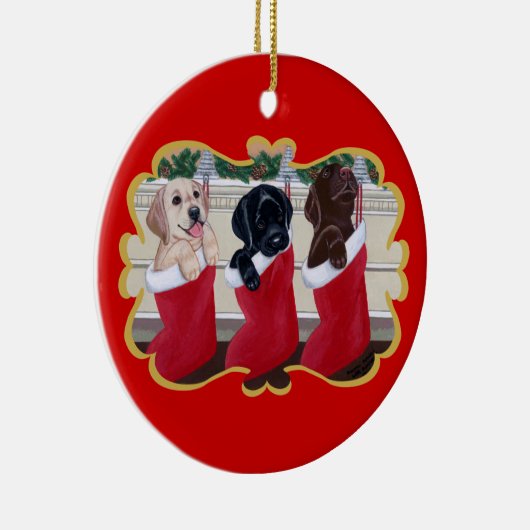 Labrador retriever-Welpen-Weihnachten Keramik Ornament (Rechts)