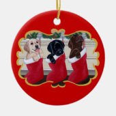 Labrador retriever-Welpen-Weihnachten Keramik Ornament (Vorne)