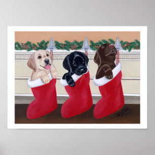 Labrador retriever-Welpen-Weihnachtsgrafik Poster