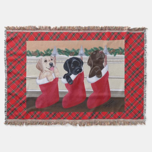 Labrador retriever-Welpen-Weihnachtsmalerei Decke (Vorderseite)