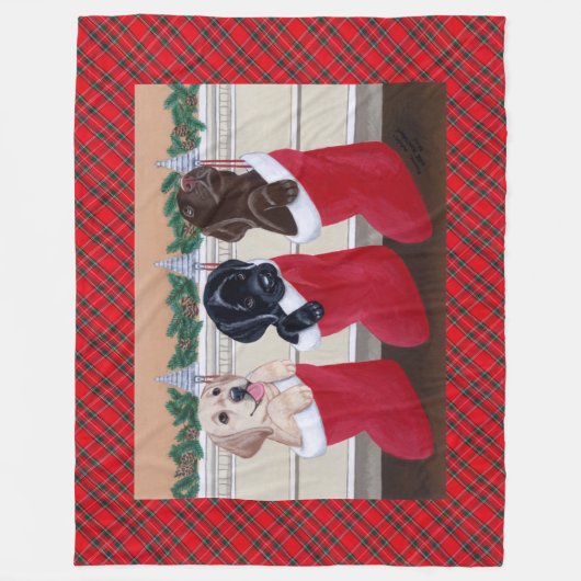 Labrador retriever-Welpen-Weihnachtsmalerei Fleecedecke (Vorderseite)