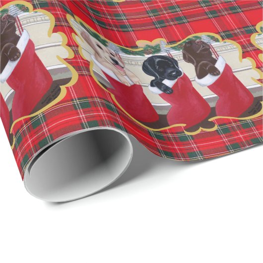 Labrador retriever-Welpen-Weihnachtsmalerei Geschenkpapier (Rolleneckpunkt)