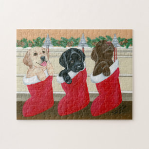 Labrador Retriever Welpen Weihnachtsmalerei Puzzle