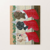 Labrador Retriever Welpen Weihnachtsmalerei Puzzle (Vertikal)