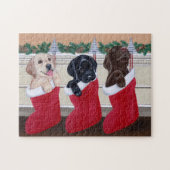 Labrador retriever-Welpen-Weihnachtsmalerei Puzzle (Horizontal)