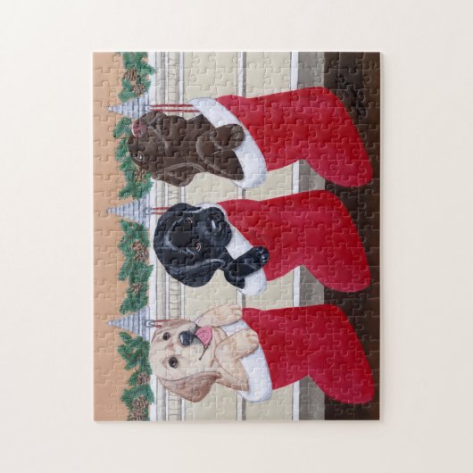 Labrador retriever-Welpen-Weihnachtsmalerei Puzzle (Vertikal)
