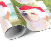 Labrador retriever-Welpen-WeihnachtsPackpapier Geschenkpapier (Rolleneckpunkt)