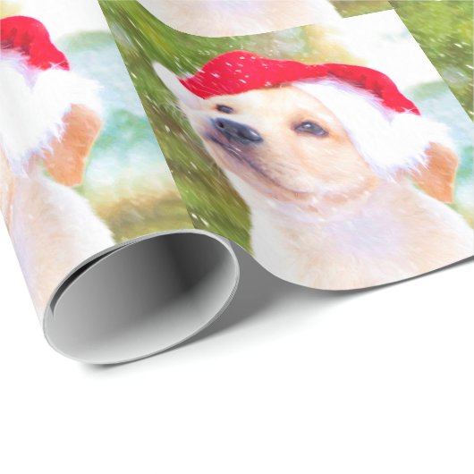 Labrador retriever-Welpen-WeihnachtsPackpapier Geschenkpapier (Rolleneckpunkt)