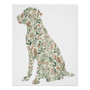 Labrador Retriever Wildblumen Botanischer Kunstdru Poster