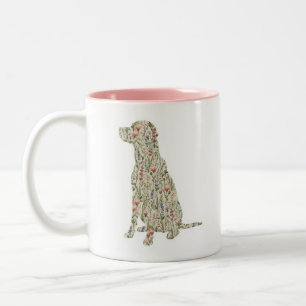Labrador Retriever Wildblumen-Silhouette Hundemutt Zweifarbige Tasse