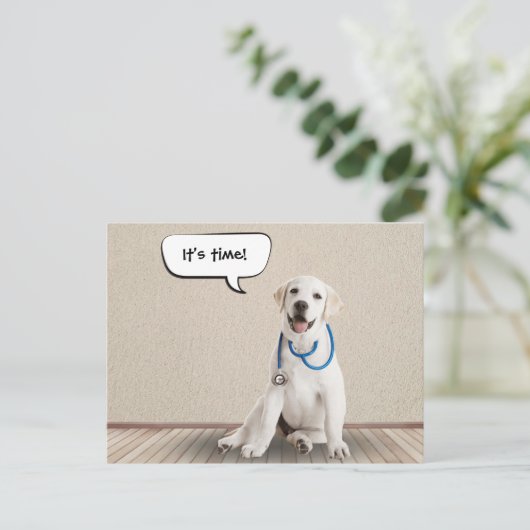 Labrador Retriever Withe Stethoscope Postkarte (Stehend Vorderseite)
