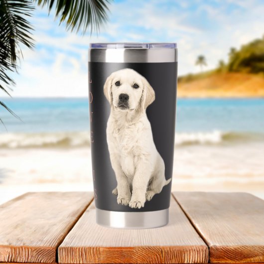 Labrador Retriever Women Men White Lab Mom Dad Dog Thermobecher (Strand (gedreht))