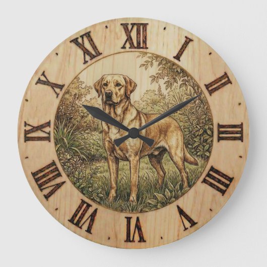 Labrador Retriever wooden Wall Clock Große Wanduhr (Vorderseite)