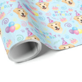 Labrador Retriever Wrapping Paper in Blue Geschenkpapier (Rolleneckpunkt)