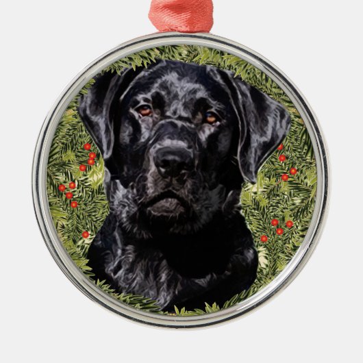 Labrador Retriever Wreath Ornament Aus Metall (Vorne)