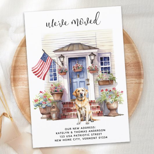 Labrador Retriever Yellow Dog Patriotic Pet Moving Ankündigung