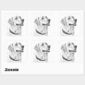 Labrador Retriever Zeichnend Quadratischer Aufkleber (Blatt)