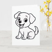 Labrador Retriever zum Ausmalen Karte (Gelbe Blume)