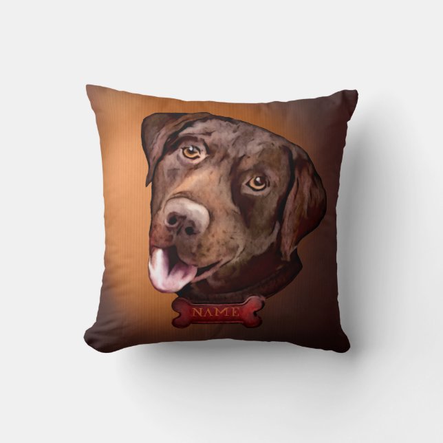 Labrador-Retrieverhund - braune Vintage Kissen (Vorderseite)
