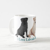 Labrador Retrievers - 3 Farben zur Liebe Kaffeetasse (Vorderseite Links)