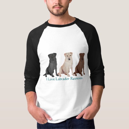 Labrador Retrievers - 3 Farben zur Liebe T-Shirt (Vorderseite)