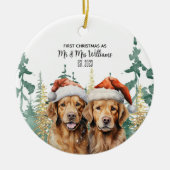 Labrador Retrievers Couple Monogram Name Christmas Keramik Ornament (Vorne)