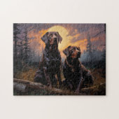 Labrador Retrievers in einer mondbeleuchteten Nach Puzzle (Horizontal)