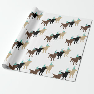 Labrador Retrievers in Geburtstagsparteierhut Geschenkpapier