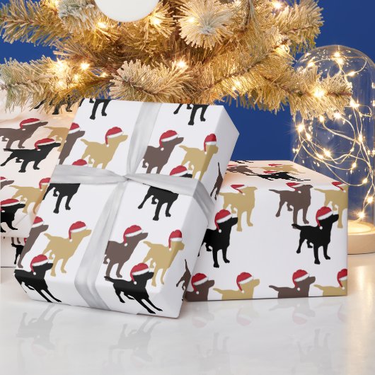 Labrador Retrievers In Weihnachtsmannmütze Weihnac Geschenkpapier (Feiertage)