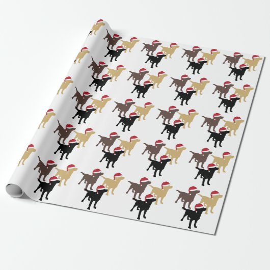 Labrador Retrievers In Weihnachtsmannmütze Weihnac Geschenkpapier (Ungerollt)